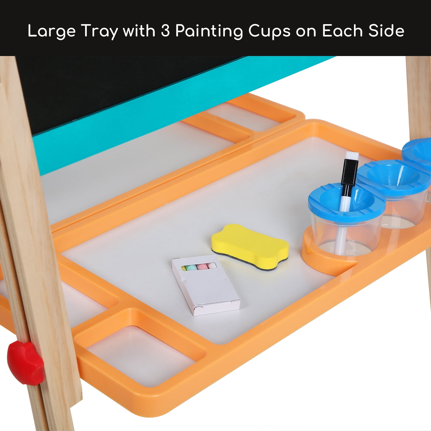 Beipoo Kids Art Easel with Paper Roll, Foldable Wooden Easel for Toddlers, All-in-one Painting Easel for 2-12 Years Children, Adjustable Drawing Station with Chalkboard & Magnetic Whiteboard