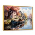 thumbnail image 2 of Designart Canaux Art Mural Encadré, Peinture de Voies Navigables Rouges, Canaux Art Mural Encadré Déco, Art Mural Encadré Traditionnel Rouge et Or, Cadre Or 32x16 Pouces, 2 of 5