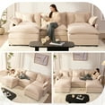thumbnail image 5 of LAKPS 3-Seat Sectional Sofa Couch, Cloud-Style Deep Seating Sleeper Sofa with Included Throw Pillows, Linen Upholstery, Modern Living Room Sofa, Cream White, 5 of 8