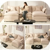 Bigsyy 3 - Seat Sectional Sofa Couch, Comfy Cloud Style, Deep Seat, Sleeper Function with Throw Pillows. Ideal for Adult - Occupied Living Rooms, Modern Design, Cozy Beige - Walmart.com