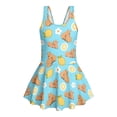 thumbnail image 3 of chaqlin Capybara Lemon Floral Blue Girls One Piece Skirted Swimsuit Comfortable Sleeveless Swimwear Summer Swimsuits with Skirt Quick Dry Swimming Costume Bathing Suit for Toddler Little Girls, 3 of 7