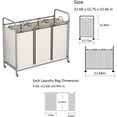 thumbnail image 5 of 3-Bag Laundry Sorter,Laundry Hamper Cart with Heavy Duty Rolling Lockable Wheels and Removable Bags (Beige), 5 of 12