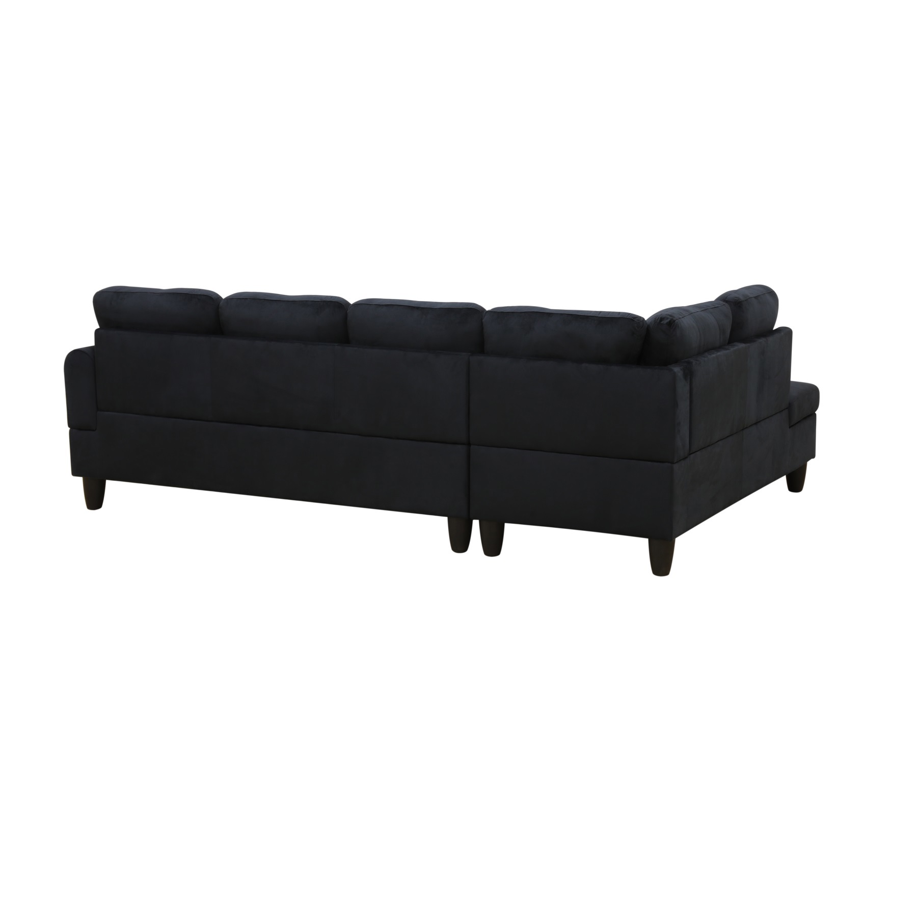 Hommoo Flannel L Shaped Sectional Couch and Sofa Set, Modern Living Room Furniture Set, Left Side, Black
