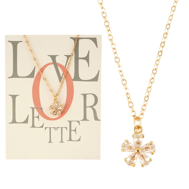 Collar con colgante de flor y cadena con tarjeta de regalo para mujer