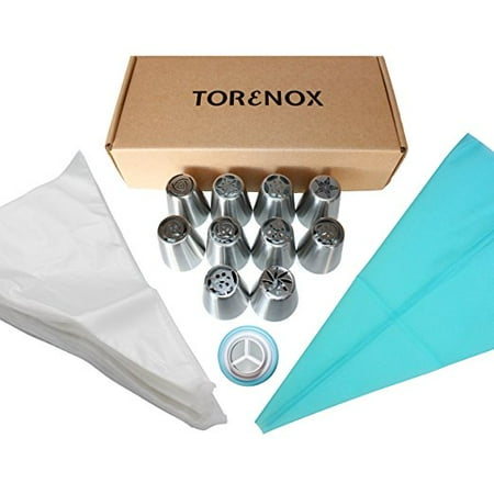 - Russian Icing Piping Nozzle Icing Tips SET of 17 includes 10 Tips + Tri Coupler + Silicone Pastry Bag + 5 PlasticPastry Bags. Stainless Steel Large Tips - By Torenox