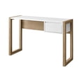 thumbnail image 3 of Walker Edison Fluted Drawer Writing Laptop Desk, 46 Inch, White/English Oak, 3 of 5