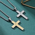 thumbnail image 3 of Wollet Hammer Stainless Steel Cross Pendant(1.49*1'') Necklace 23 '' for Men Women Couple, Original Vintage Bark Grain, 3 of 7