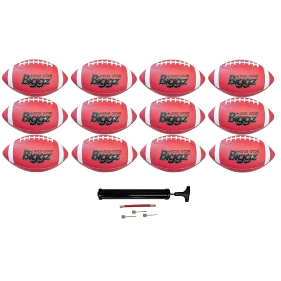 Biggz Junior size Footballs (12 pack) with (1) Hand Pump