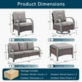 thumbnail image 7 of Unnifurnzi 7 Pieces Outdoor Furniture-High Back Patio Wicker Couch with Outdoor Swivel Chair Outdoor Patio Furniture for Deck Porch Garden Poolside Backyard-Brown/Gray, 7 of 7