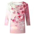 thumbnail image 4 of ZQGJB Floral Shirts for Women Plus Size Womens Cute 3/4 Length Sleeve Crewneck Tunic Blouse Loose Oversized Soft Cotton Graphic Workout Tees Shirt Tops Multicolor#08 XXL, 4 of 5