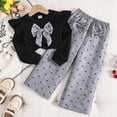 thumbnail image 5 of Mnyotv Girls Clothes Kids Winter Outfits Little Girl Clothing Sets Long Sleeve Sweatshirt and Bow Pants Size 3-4 Years, 5 of 6