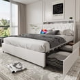thumbnail image 5 of Full Size Bed Frame with Ergonomic Headboard, Full Platform Bed Frame with Outlets & Charger, Full Bed Frame with Storage Shelf, Bed Frame Full Size, Noise-Free, No Box Spring Needed, 5 of 7