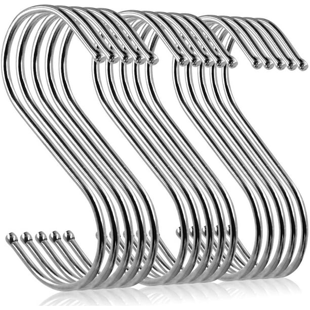 XISOBO set of 15 stainless steel S hooks, rust and corrosion resistant  metal hooks, 4.7 inch S shape 