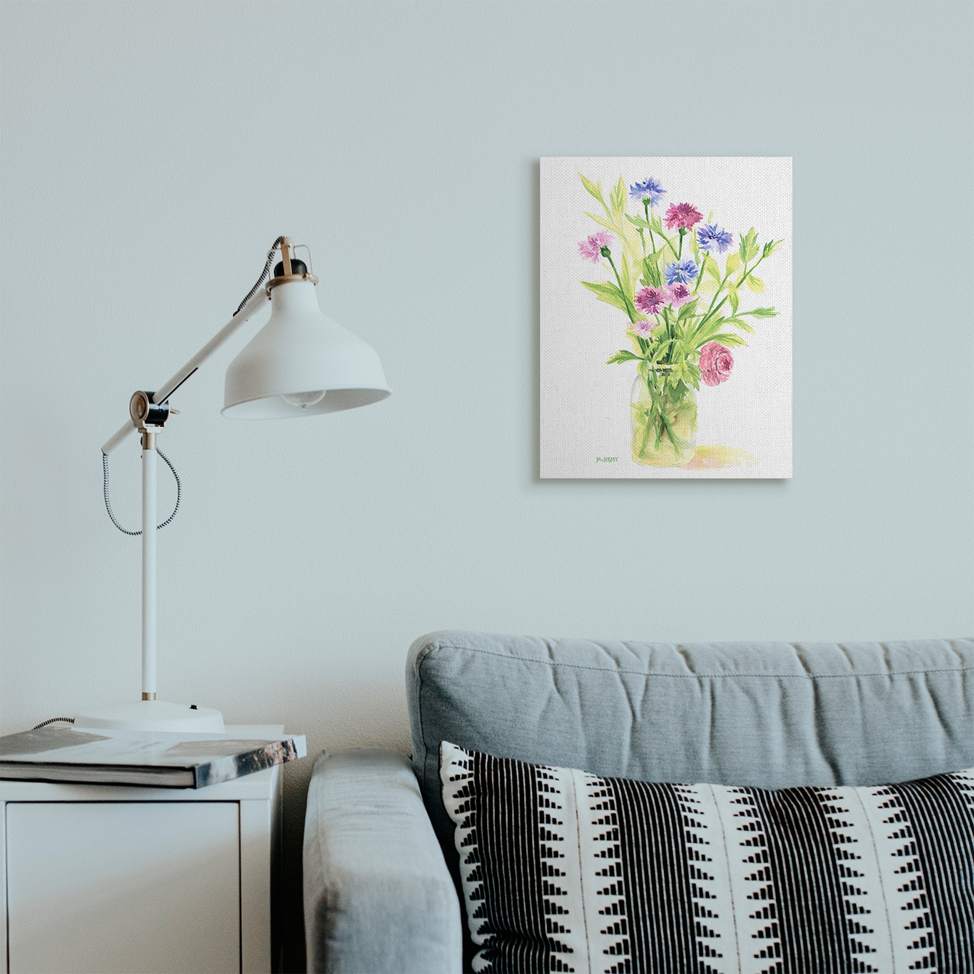 Stupell Industries Bouquet of Wildflowers Soft Green Purple Blue Watercolor Canvas Wall Art, 16 x 20, Design by Melissa Hyatt LLC