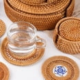 thumbnail image 4 of Farfi Practical Anti-slid Place Mat Good Woven Handmade Rattan Dinner Mat for Home (Type 3,10cm), 4 of 13