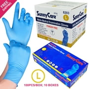 1000 SunnyCare Nitrile Medical Exam Gloves Powder Free Chemo-Rated (Non Vinyl Latex)  Size: Large