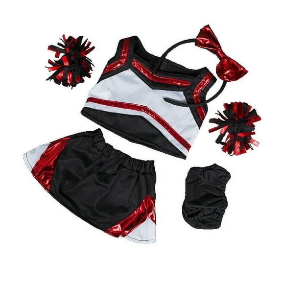 Plush Gear Metallic Red & Black Cheerleader Outfit Costume for 14"-18" Plush Toys, Dolls & Stuffed Animals