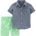 thumbnail image 1 of Carter's Baby Boys Nautical Button Down Shorts Set 3 Month Blue/Green, 1 of 2