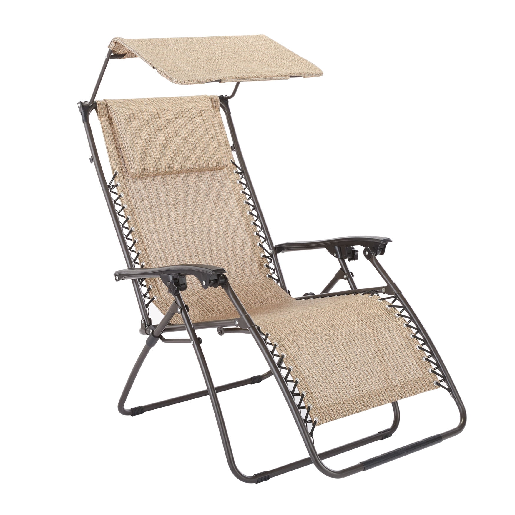 BrylaneHome Zero Gravity Chair With Canopy Folding Patio Lounger Chair ...