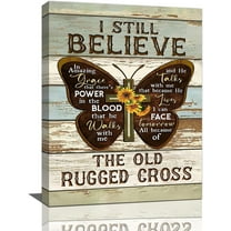 Farmhouse Butterfly Wall Art Christian Sunflower Wall Decor Rustic Country Canvas Prints Inspirational Framed Artwork for Living Room Bedroom Office Kitchen 12"x16"