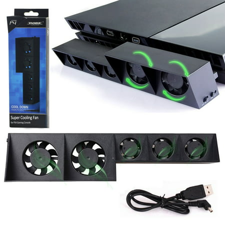 PS4 Cooling Fan, USB External Cooler 5 Fan Turbo Temperature Control Cooling Fans for Sony PlayStation Gaming