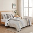 thumbnail image 5 of Twin Quilt Set 68''x86'', Beige Gray Lightweight Summer Bedspread Coverlet Set with 2 Pillow Shams, Abstract Grunge Mottled Neutral Texture Breathable All Season Quilt Bedding for Dorm/Bedroom, 5 of 9