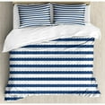 thumbnail image 3 of Navy Duvet Cover Set, Nautical in Horizontal Style Marine Sea Life Ocean Pacific Art Print, Decorative 2 Piece Bedding Set with 1 Pillow Shams, Twin Size, Violet Blue and White, by Ambesonne, 3 of 3