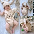 thumbnail image 2 of Inevnen Baby Girl Boy Easter Outfits Newborn Infant Rabbit Romper Corduroy Bunny Ears Jumpsuit Summer Clothes, 2 of 8