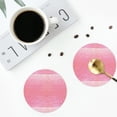 thumbnail image 4 of Lsque Sparkly Pink Glitter Pattern 4" Drink Coasters Set of 4, PVC Leather Absorbent Coasters, Table Coaster Set Decorative Coffee Cup Coasters Housewarming Gift -Round Shape, 4 of 6