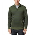 thumbnail image 1 of Sudadera con cremallera de 1/4 Club Room para hombre a rayas verde pequeña, 1 of 1