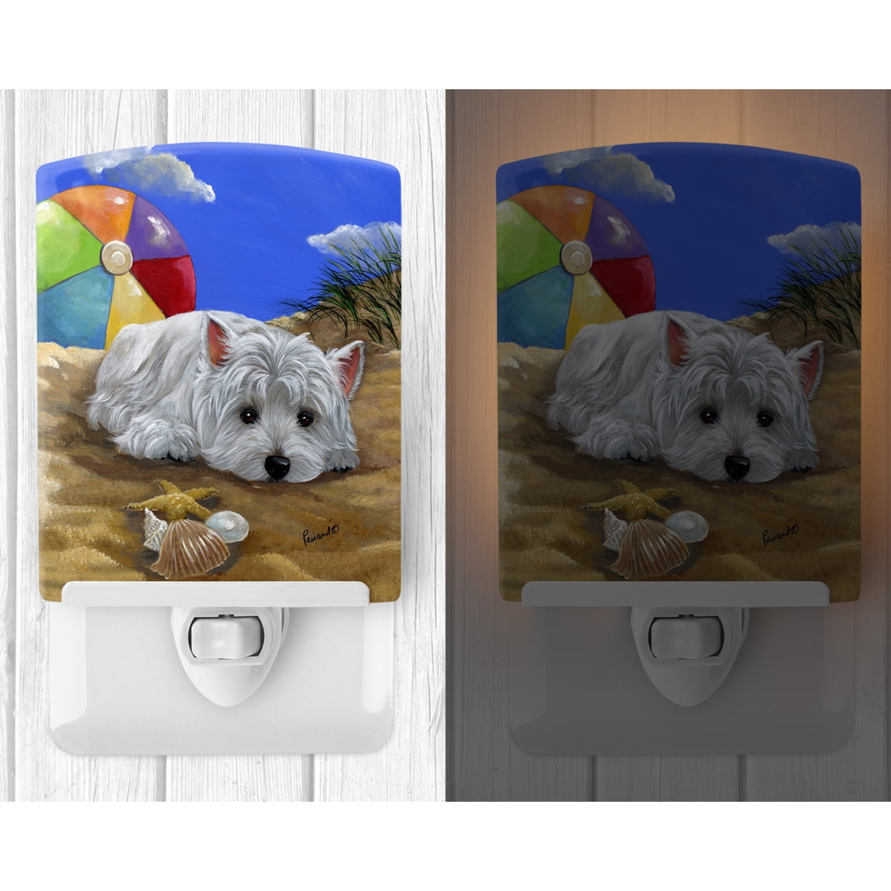 Westie Beach Baby Ceramic Night Light