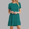 thumbnail image 1 of Ovzne Robes pour Femmes Robe pour Femme Femmes Décontractée Imprimée à Manches Courtes Col Rond Robe pour Dames Robe d'Été à Manches Courtes Imprimée Liquidation, 1 of 6