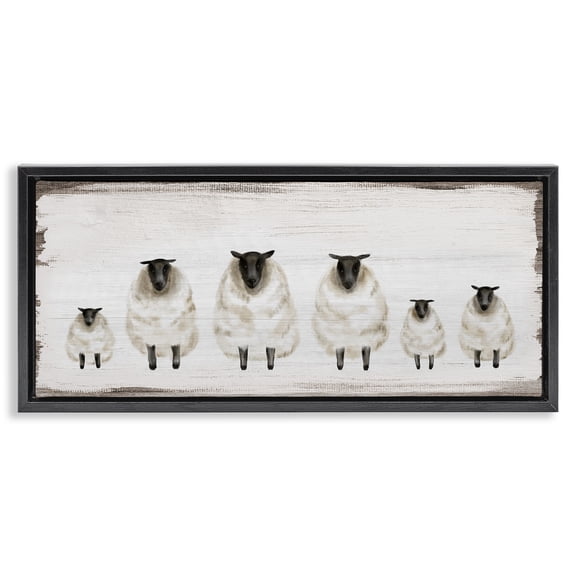 Stupell Industries Rustic Lodge Rustic Country Sheep Herd Black Floating Frame Canvas Art, 25 x 11, by Lil' Rue