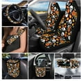 thumbnail image 2 of Yuyamidu Skull Car Seat Cover Full Set of 15 Hippie Flower Steering Wheel Cover Seat Belt Covers Trash Can Air Vent Organizer Box Rear View Mirror Cover Coasters Key Chain Car Interior Accessories, 2 of 7