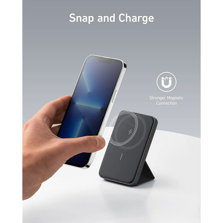 Anker 622 Magnetic Battery (MagGo) Upgraded Version, 5, 000mAh Foldable Magnetic Wireless Portable Charger and USB-C (on The Side), Only for iPhone.