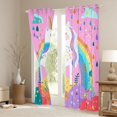 thumbnail image 3 of Homewish Dreamy Unicorn Teens Black Out Curtains, Girly Pink Cartoon Animal Curtains Pack of 2 (42x63 Each), Rainbow Plant Bedroom Curtains, Curtains and Drapes Decor, 3 of 6