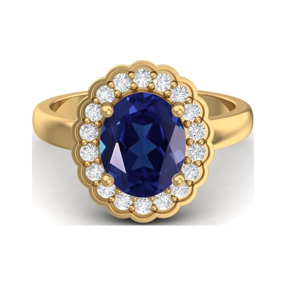 925 Sterling Silver Gold Vermeil 6mm Round Blue CZ Solitaire Femmes Bague