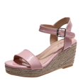 thumbnail image 1 of Cathalem Fashion Spring And Summer Women Sandals Wedge Heel Animal Pattern Buckle Espadrille Pink 39, 1 of 5