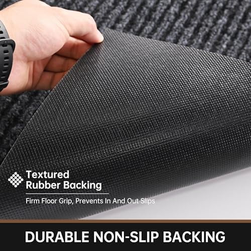 Heavy Duty Indoor Outdoor Doormat 72x24 Inches, Non-Slip Entryway Welcome Mat with Rubber Backing, Low Profile Commercial Grade Front Door Mat for High Traffic Areas