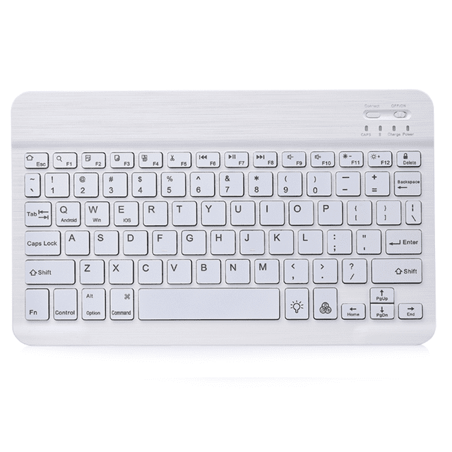 Clavier Rétroéclairé Sans Fil Bluetooth 7 Couleurs Universel Slim Portable avec Batterie Rechargeable Intégrée 10 Pouces Noir