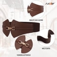 thumbnail image 5 of Women's Elastic Wide Waist Belt for Dress Retro Stretchy Leather Cinch Belt with Gold Buckle, 5 of 9