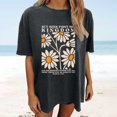 thumbnail image 2 of Tiweut Casual T Shirts for Womens Round Neck Short Sleeve Floral Graphic Print Religious Pullover Tops,Dark Gray, 2 of 4