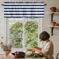 thumbnail image 5 of Simple Stripe Window Valance Curtain Navy White Ocean Rod Pocket Short Curtain for Living Room, Bedroom & Kitchen Window Decor 54x18in, 5 of 8