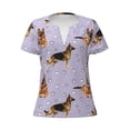 thumbnail image 4 of Wukai German Shepherd Dog Casual V-Neck Graphic Tees for Women: Lightweight and Breathable Summer Tops with Stylish Design-Large, 4 of 8