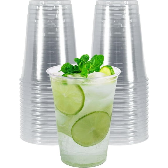 PAMI Clear Party Cups Disposable Plastic Cups Party Supplies in Resealable Bag, 16 oz 30-Pack