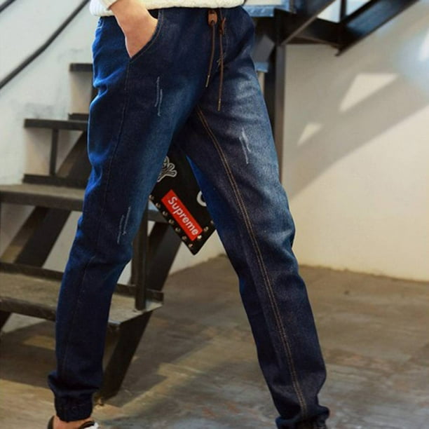 Mens jeans with drawstring waist cheap