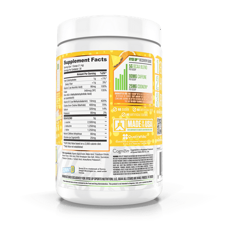 RYSE Element Series, BCAA Focus Intra Post Workout Powder, SUNNYD Orange Pineapple, 30 Servings