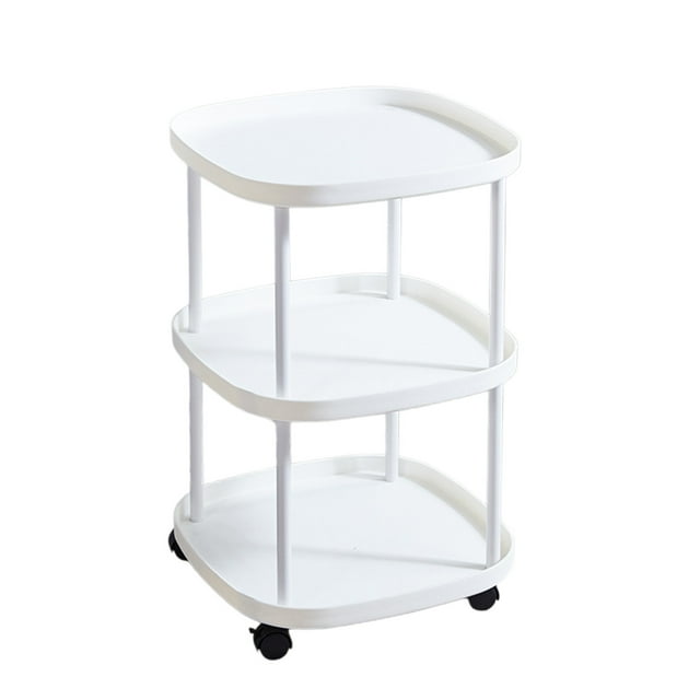 Table d'Appoint Mobile Blanche à Roulettes Table de Chevet avec Tablette pour Petit Espace Appartement Salon Chambre Organisateur de Rangement Design Compact Assemblage Facile 23.6X15.7X23.6 Pouces