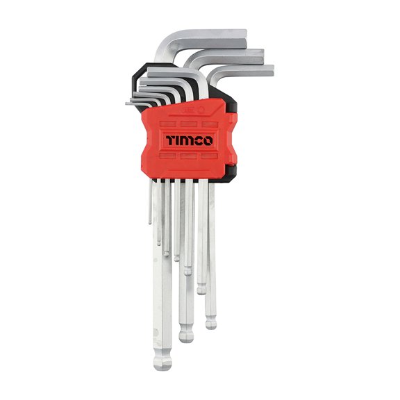 Timco - Long Arm Ball End Hex Key Set (Size 9pcs - 9 Pieces)