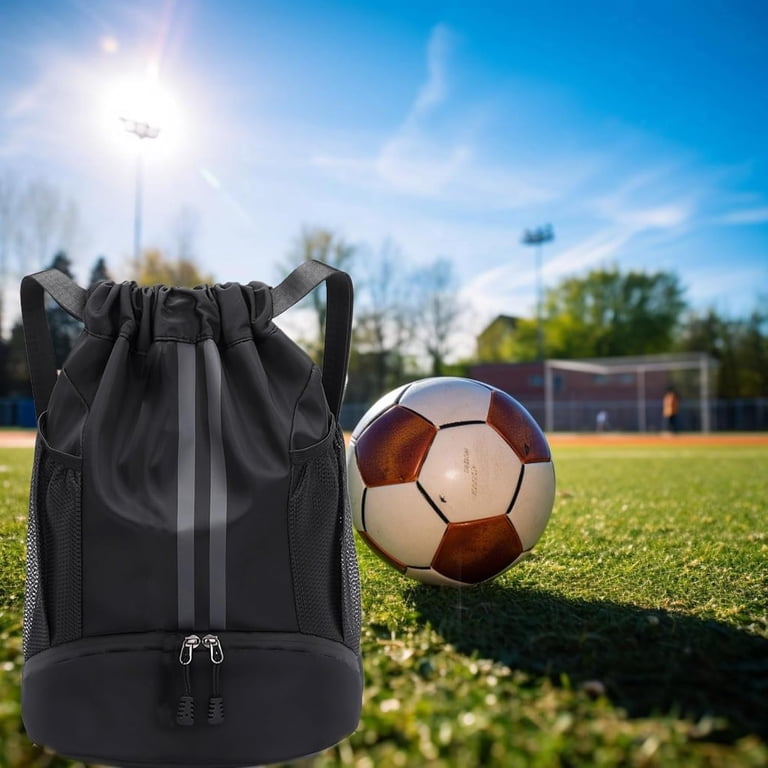 Nylon Drawstring Backpack Soccer Bag with Shoes Compartment Wet/Dry Pocket Drawstring-Backpack-Soccer-  main image 2